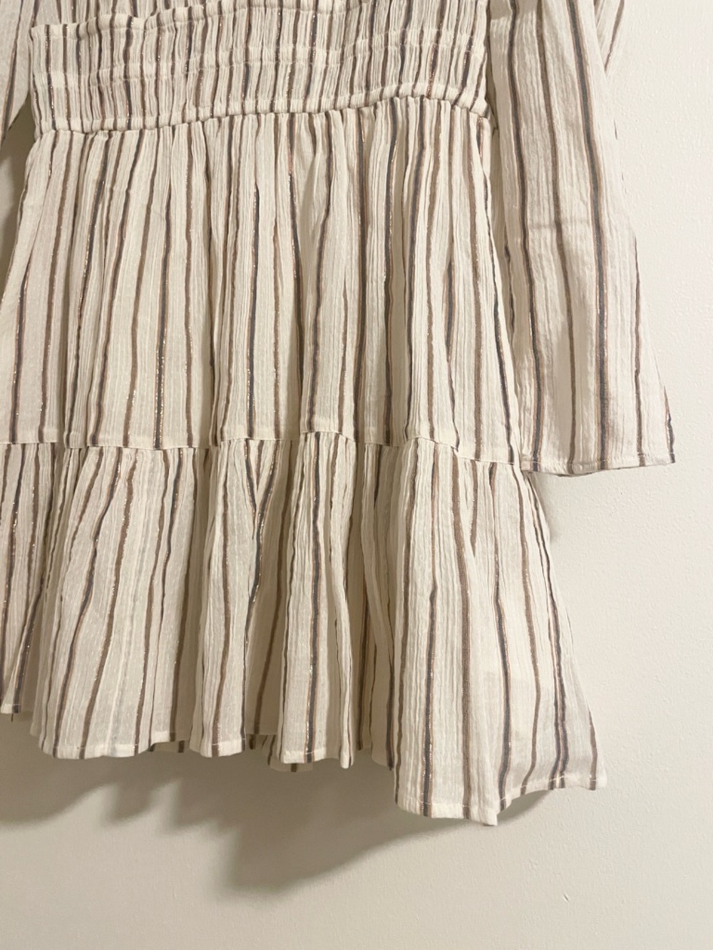 Ulla Johnson Rosalind Mini Dress Women’s Size 4 Lurex Stripe Cream NWT - Picture 8 of 13